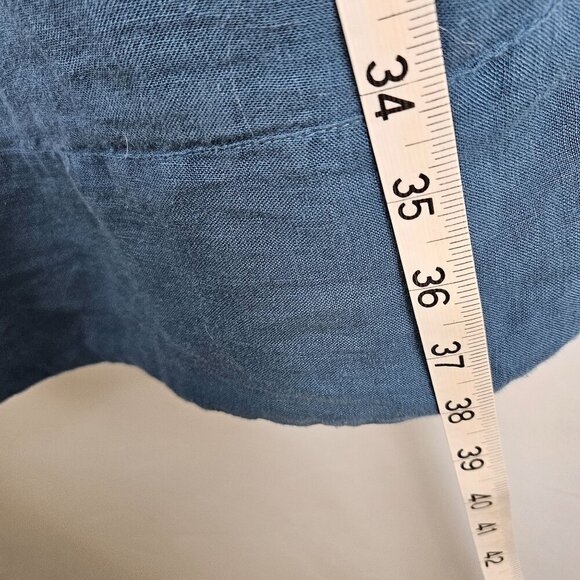 120% Lino Linen Dress Sz 38 XS Blue Tunic Bell Sleeves Lagenlook - Picture 10 of 10